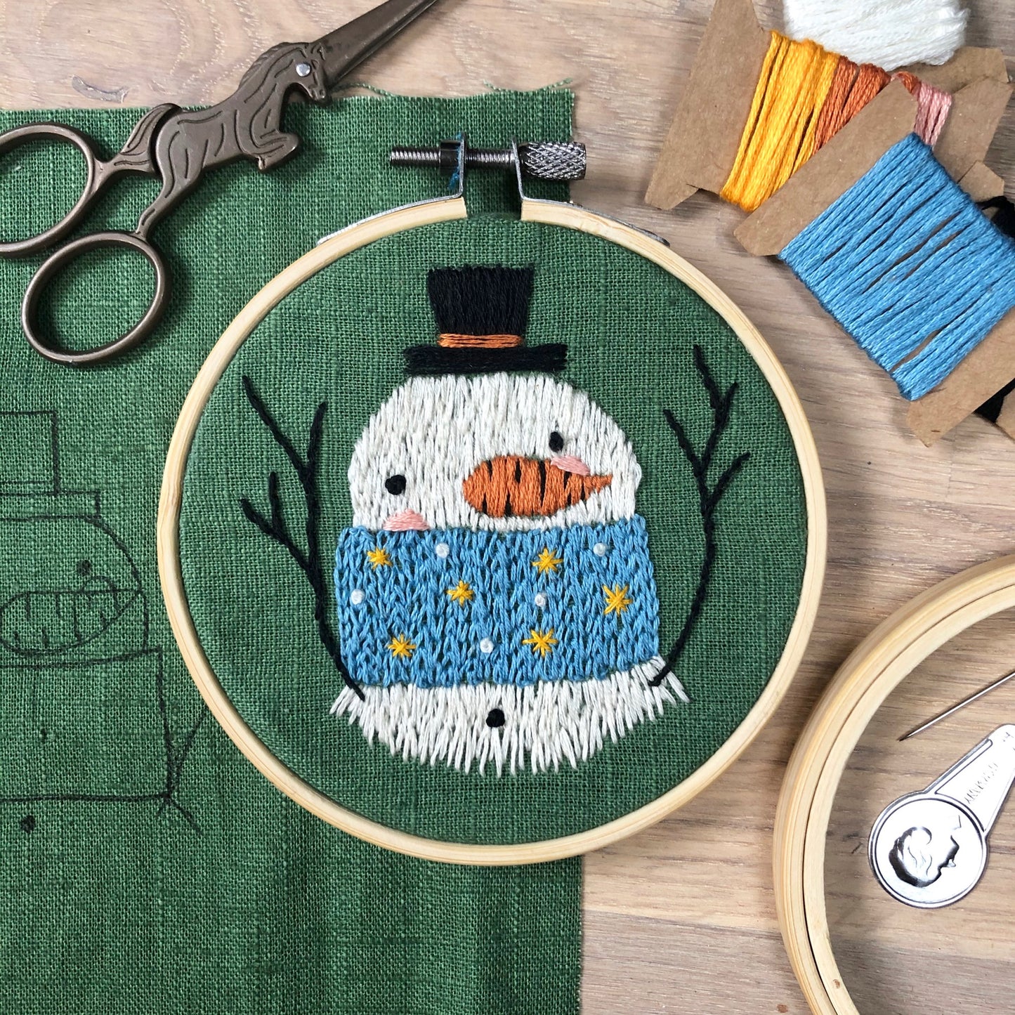 Sneeuwman Borduurpatroon DIY printable PDF