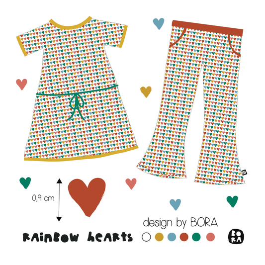 Stof Rainbow hearts