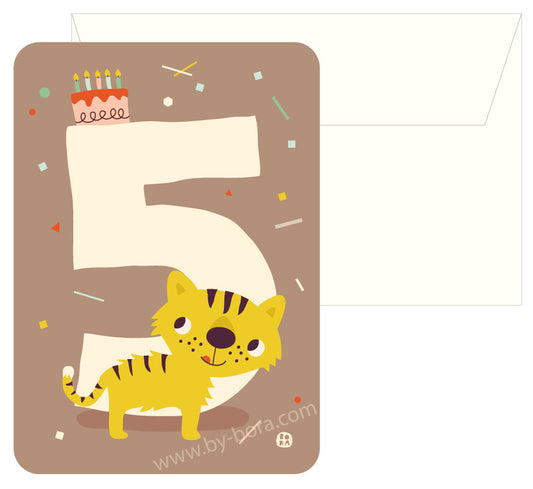 Five tiger - kaart met envelop