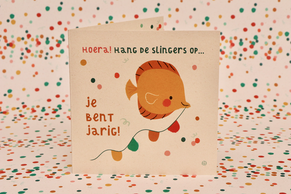 Slingers - Vis - gevouwen wenskaart met envelop (kopie)