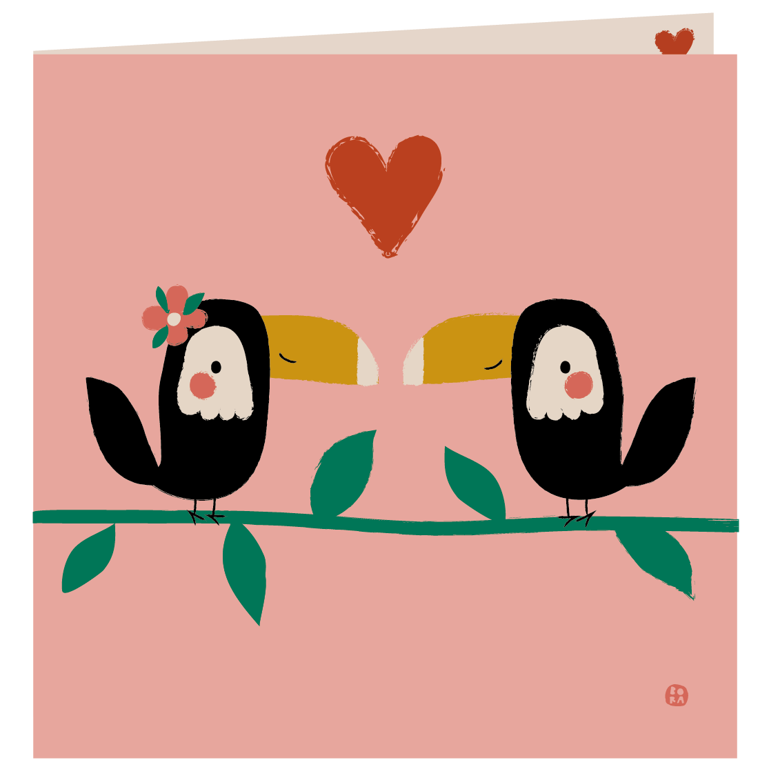 Toekans - Liefde - gevouwen wenskaart met envelop