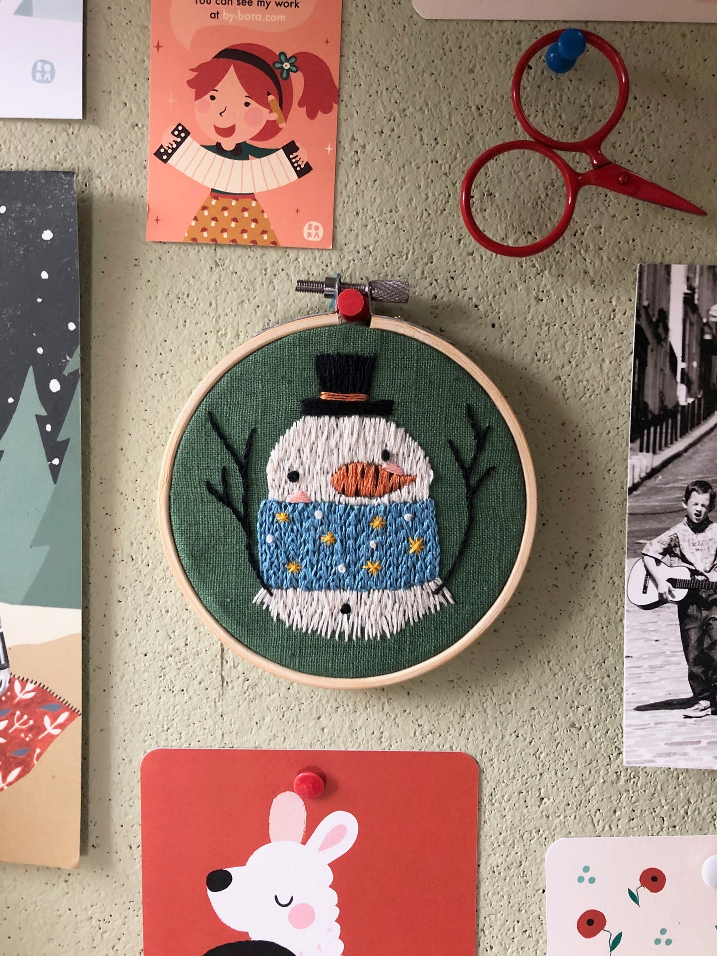 Sneeuwman Borduurpatroon DIY printable PDF