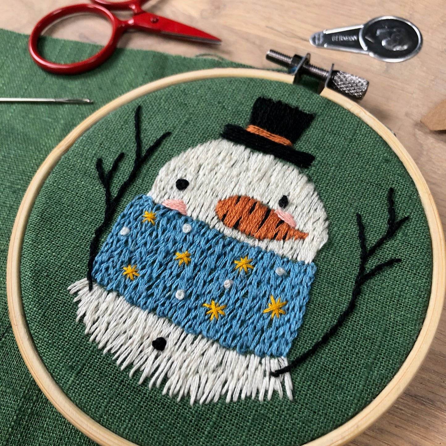 Sneeuwman Borduurpatroon DIY printable PDF