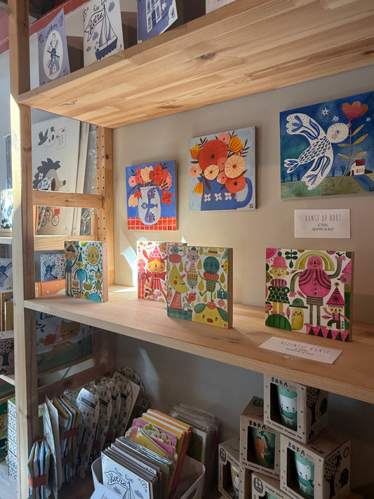 Hang out - kunstwerk op hout