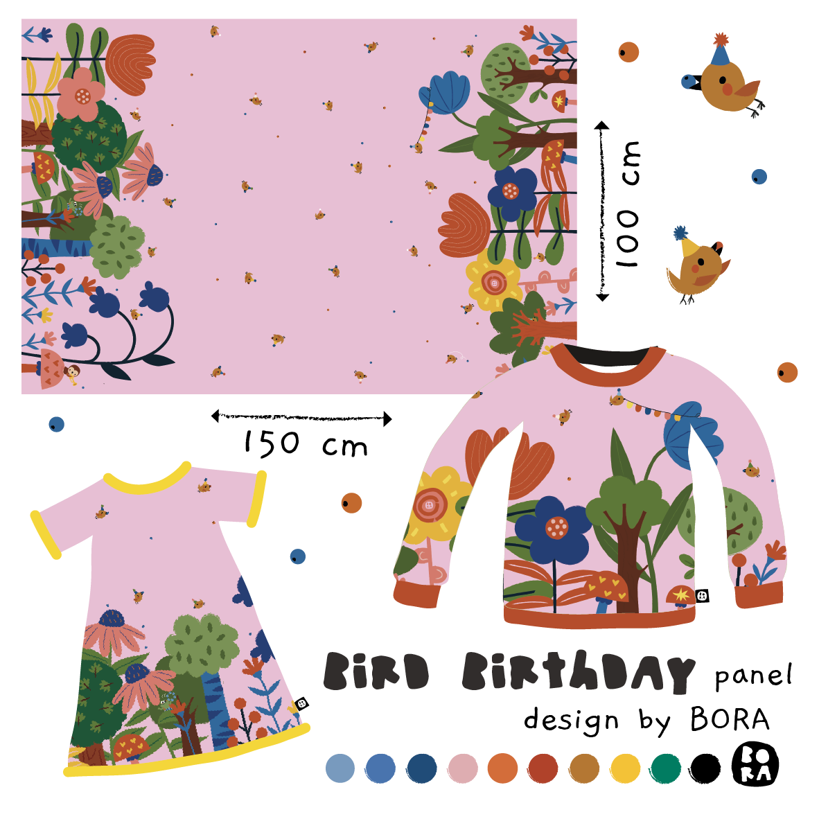 Stof Paneel Bird Birthday