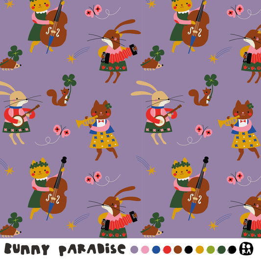 Stof Bunny paradise lila