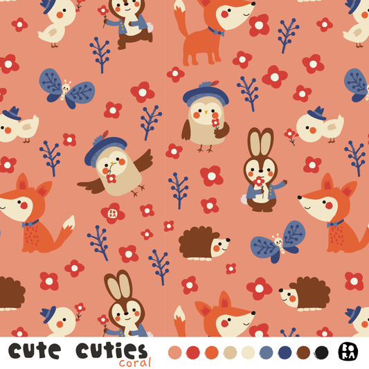 Stof Springtime Cuties coral
