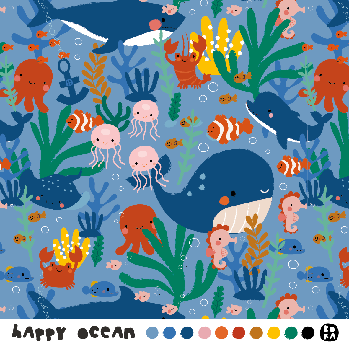 Stof happy ocean