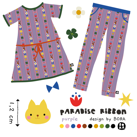 Stof Bunny paradise ribbon lila