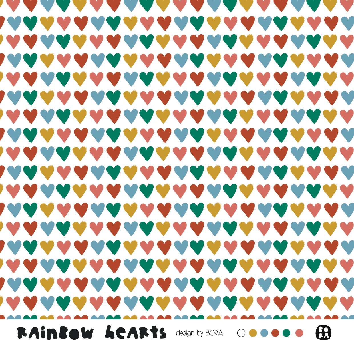 Stof Rainbow hearts