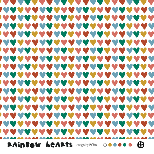 Stof Rainbow hearts