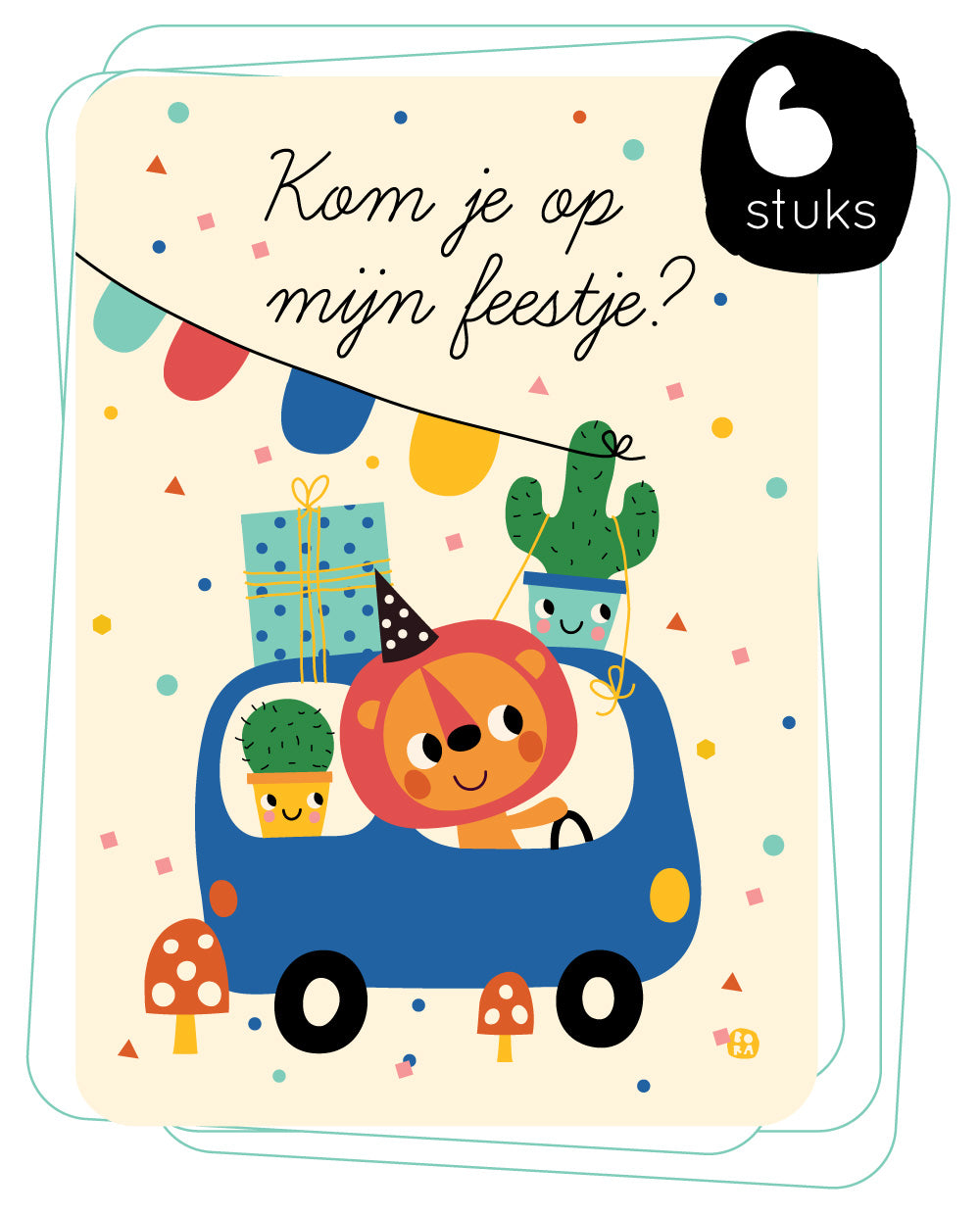Uitnodigingskaarten - auto- 6 stuks