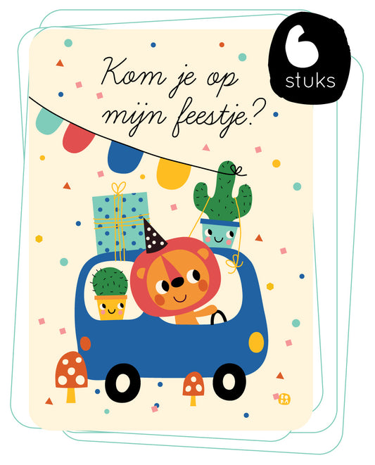 Uitnodigingskaarten - auto- 6 stuks