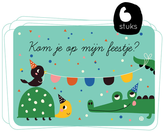 Uitnodigingskaarten - krokodil - 6 stuks