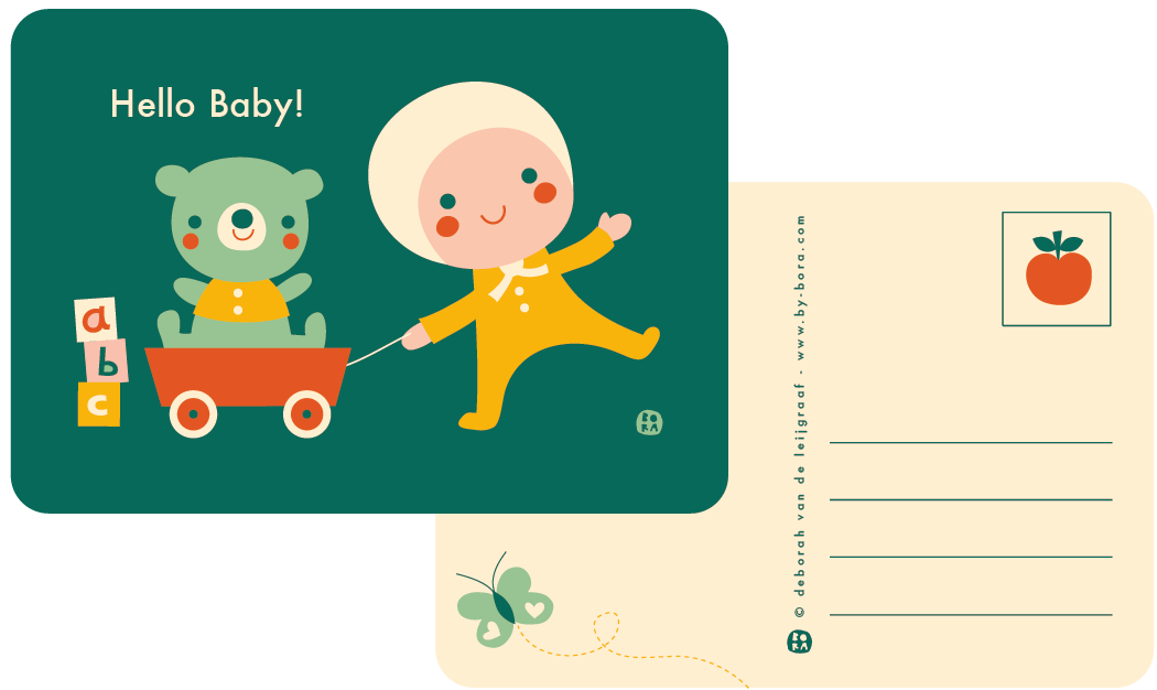 Hello Baby - toys- retro - postkaart