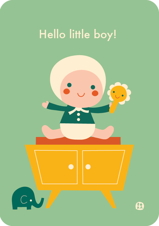 Hello little Boy - retro - postkaart