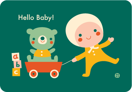Hello Baby - toys- retro - postkaart