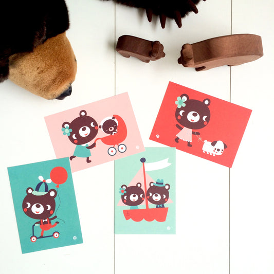 Set beren postkaarten -4 stuks