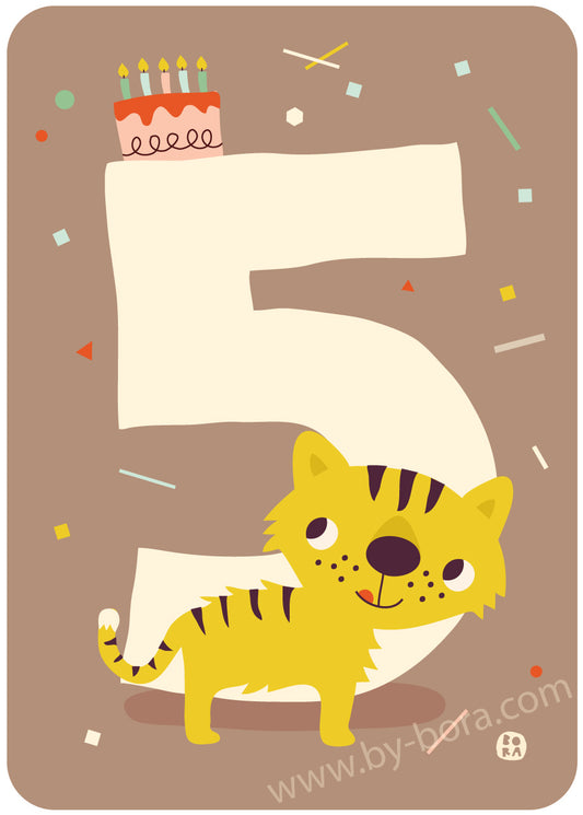 Five tiger - kaart met envelop