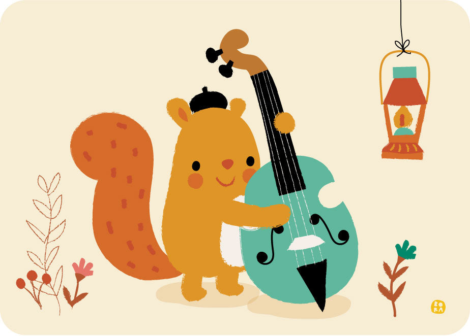 Double bass - Squirrel - postkaart