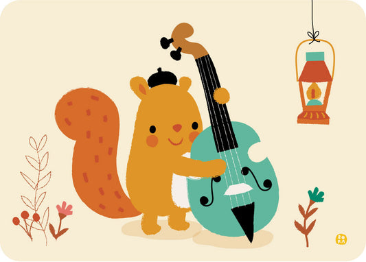 Double bass - Squirrel - postkaart