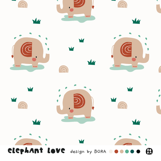 Stof Elephant Love