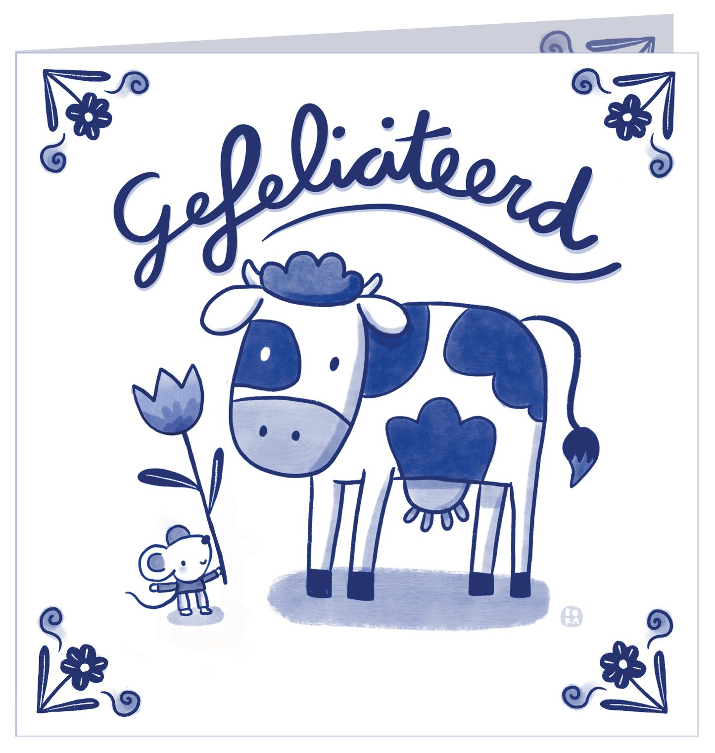 Gefeliciteerd (koe) - wenskaart met envelop