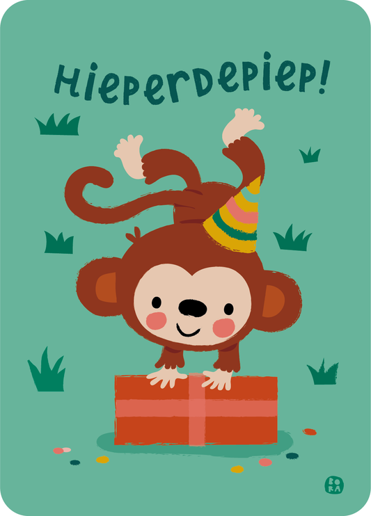 Hieperdepiep aap - postkaart