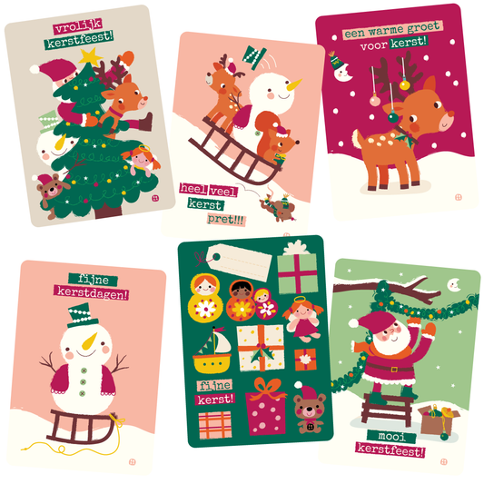 Kerstkaarten set van 6 stuks