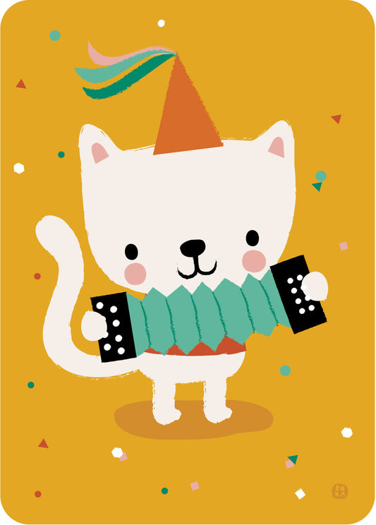 Accordion Cat - postkaart
