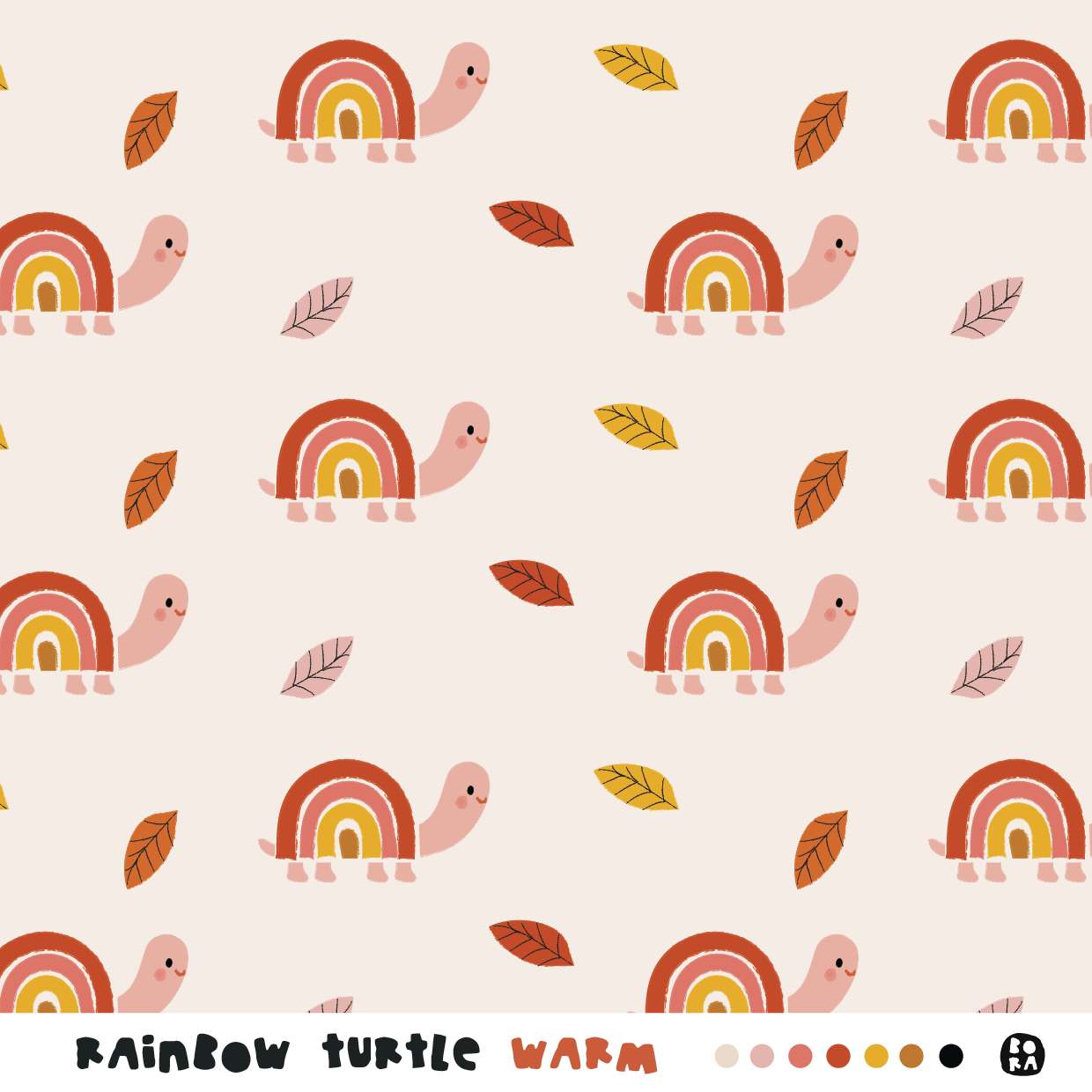 Stof Rainbow turtle Warm