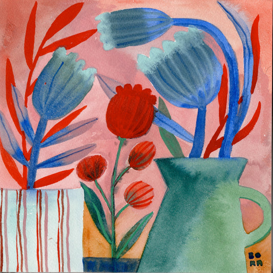 Morning glow flowers - kunstwerk op hout