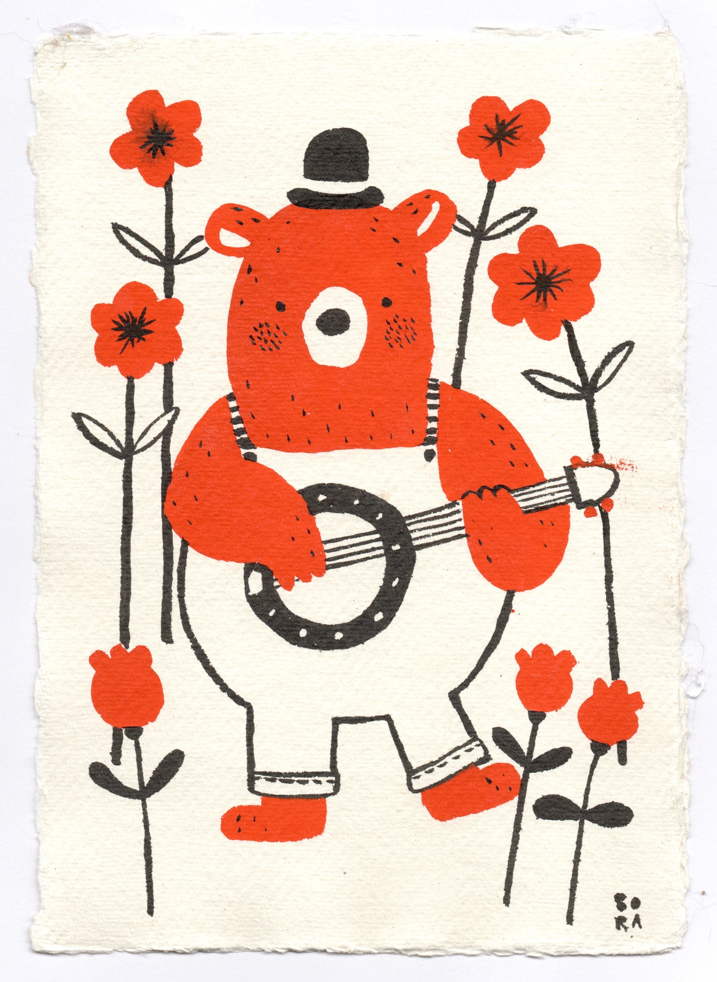 Musican friends - bear with banjo