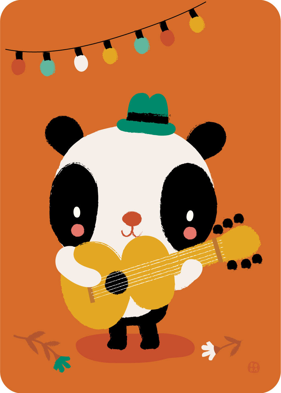 Panda en Gitaar - postkaart