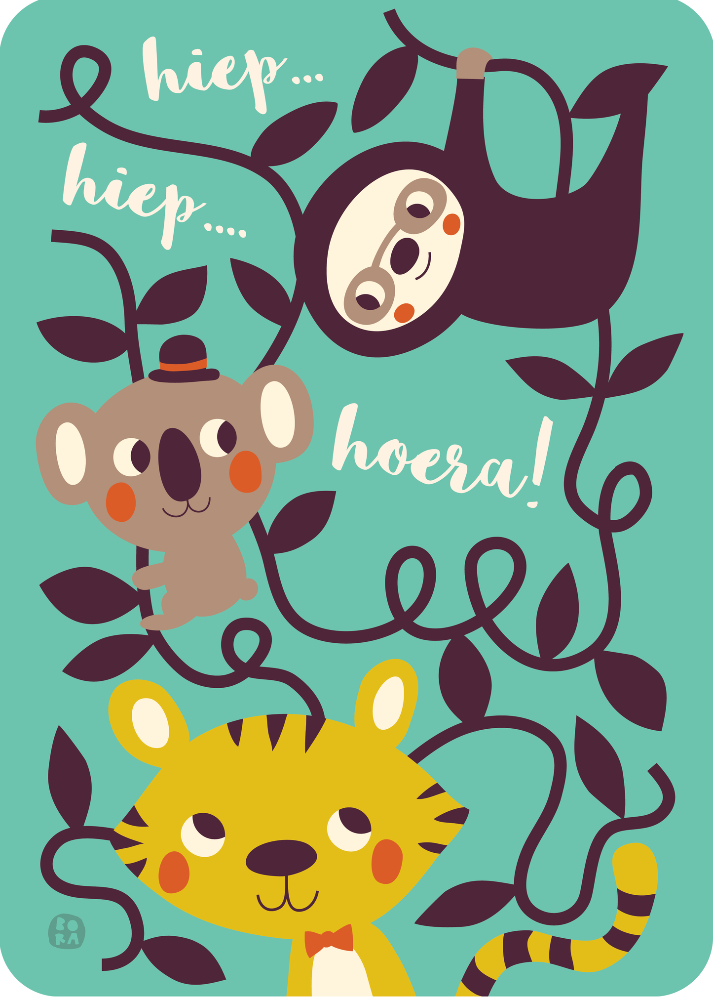 Hiep hiep hoera! Jungle - Party Animal - postkaart