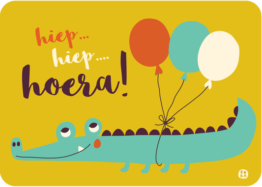 Hiep hiep hoera! Krokodil - Party Animal - postkaart