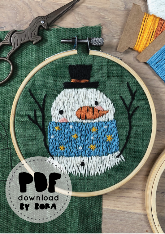 Sneeuwman Borduurpatroon DIY printable PDF