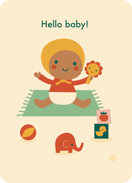 Hello Baby - Playtime - retro - postkaart