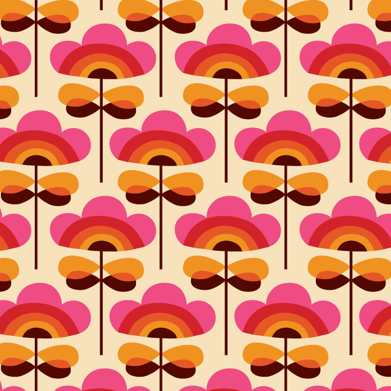 Stof Rainbow Flowers