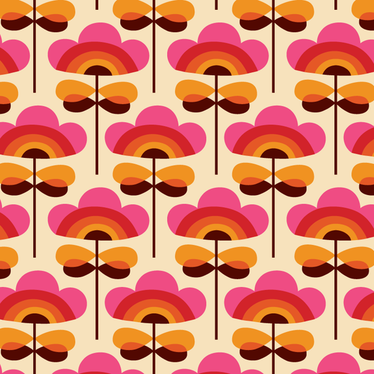 Stof Rainbow Flowers