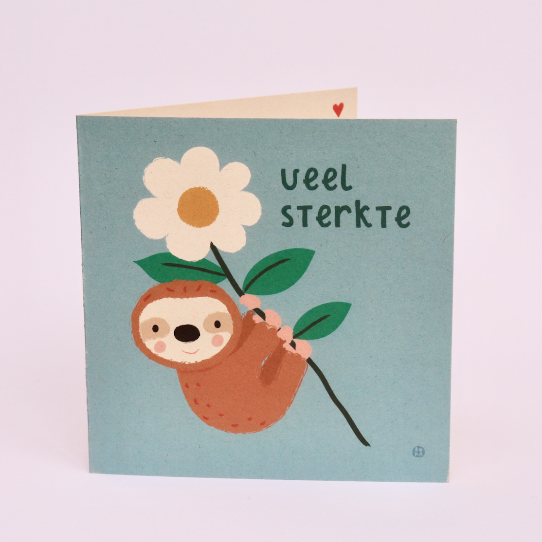 Luiaard - Veel sterkte - gevouwen wenskaart met envelop