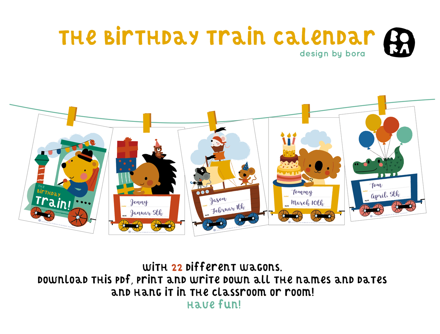 Verjaardagskalender Trein voor KDV en Kleuterklas PDF