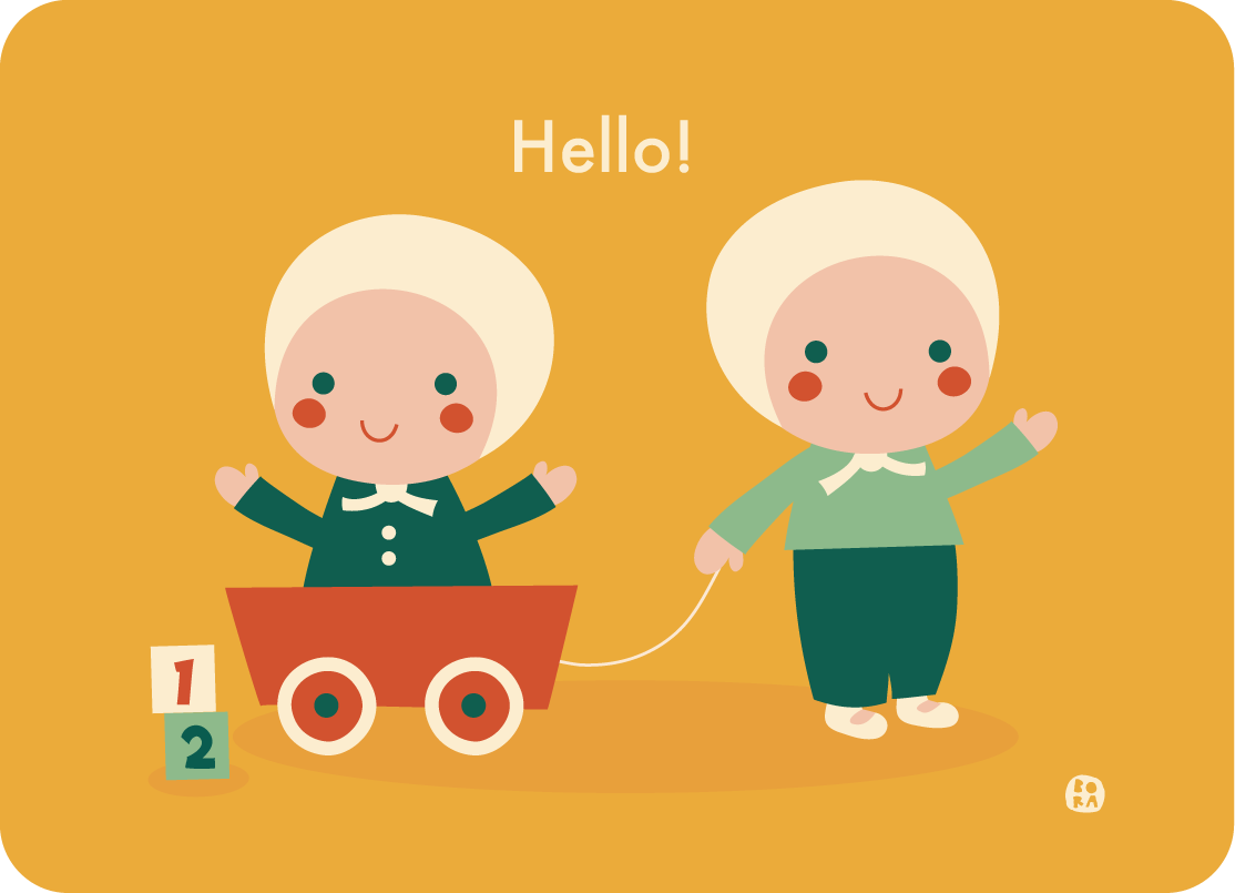 Hello Baby - Twins - retro - postkaart