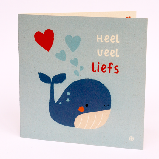 Walvis - Veel Liefs- gevouwen wenskaart met envelop (kopie)