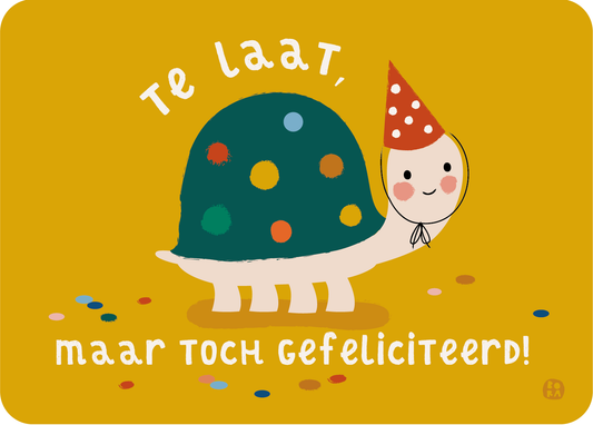 Te laat - schildpad - postkaart